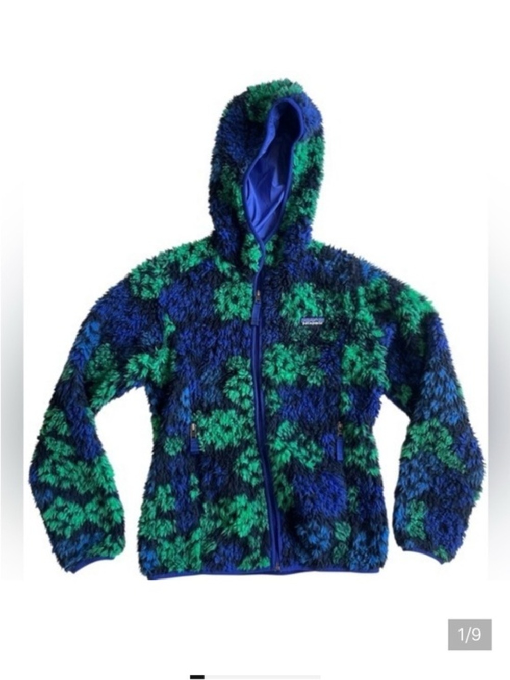 Rare Patagonia Green and Blue deep pile retro zip jacket